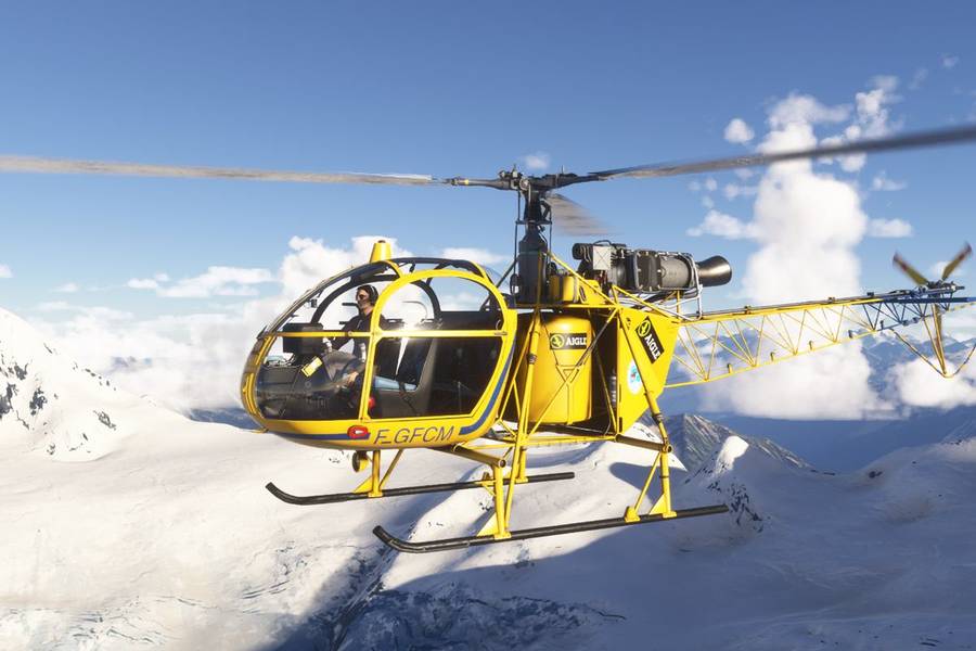 Haute montagne vu depuis le simulateur d’hélicoptère HélicoSimu